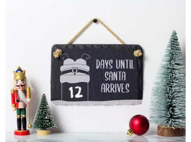 Santa Countdown To Christmas Welsh Slate Sign